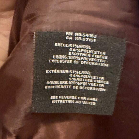 Cole Haan Signature Wool-Blend Belted Trench Coat – Burgundy, Size 14 - Picture 3 of 4